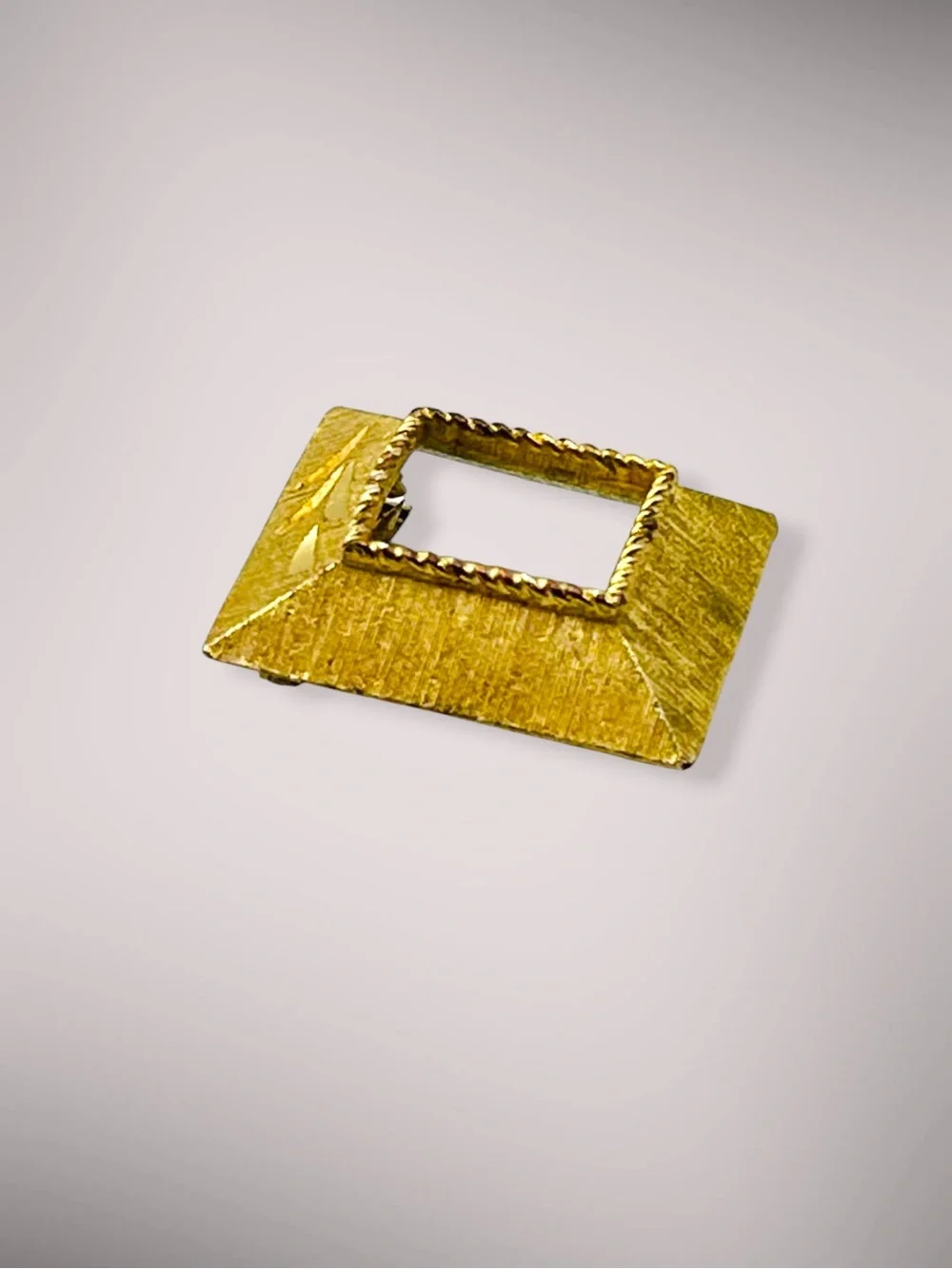 Vintage Mamselle Signed Gold Tone Open Square Geometric Frame Brooch